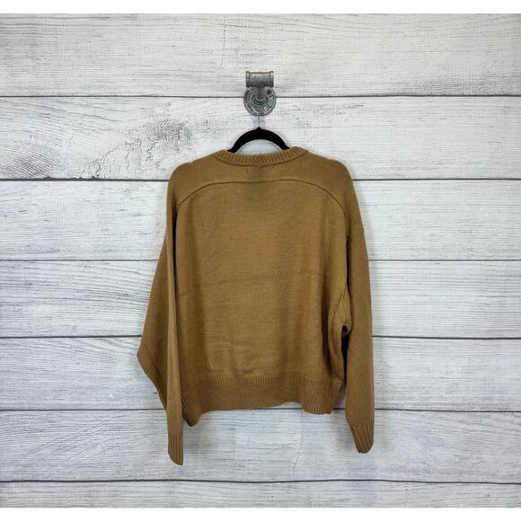 Elodie Women's Tan Crewneck Fall Crop Basic Sweater Size XL - Picture 2 of 6